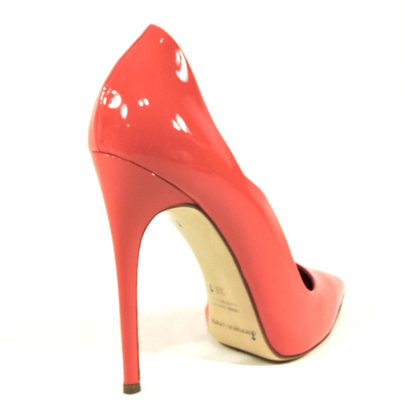 GIANMARCO LORENZI 🇮🇹 WOMEN'S CORAL PATENT LEATHER FASHION PUMPS - Picture 5 of 10